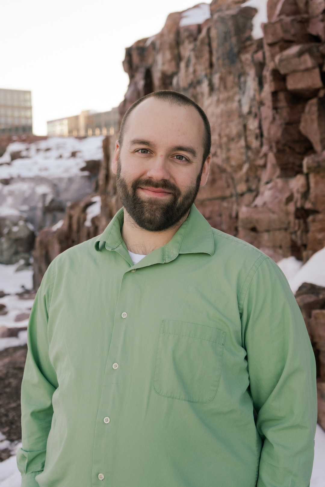 Photo of Connor Gibbs at Falls Park in Sioux Falls, South Dakota.