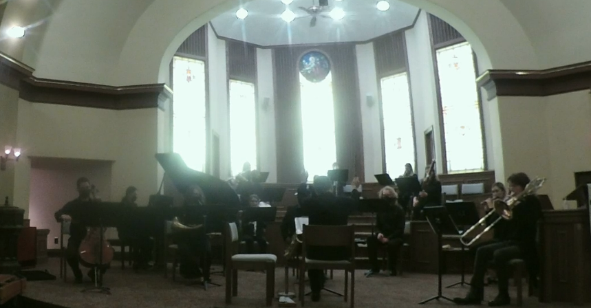 Connor conducts the premiere of his open instrumentation work.