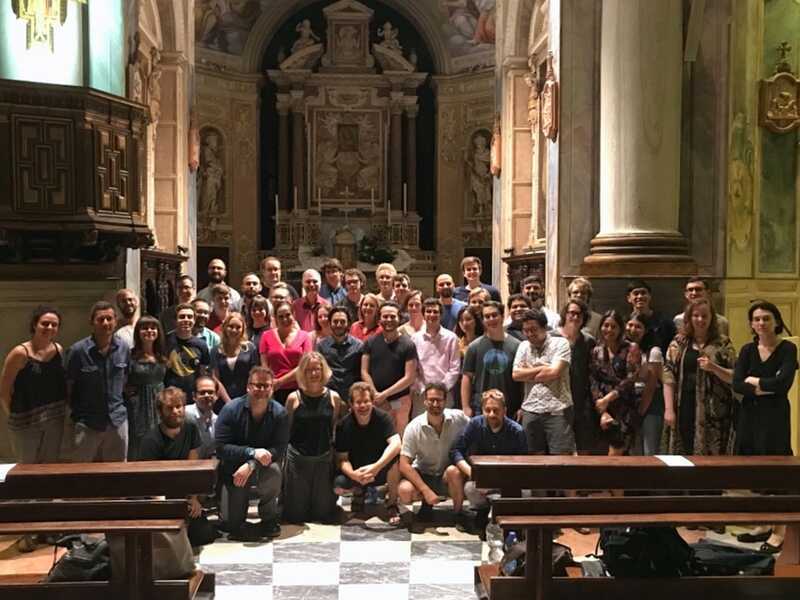 Large group of composers at highSCORE Festival 2019.