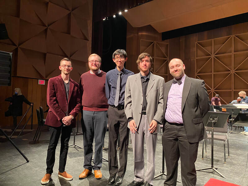 Five student composers from Bowling Green State University.