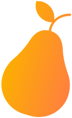 The logo for the PEAR Chamber Music Weekend, a fully-orange silhouette of a pear with one leaf on its stem.