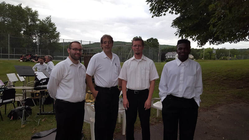 The percussion players for the A-Natural Concert Band, Summer 2017.