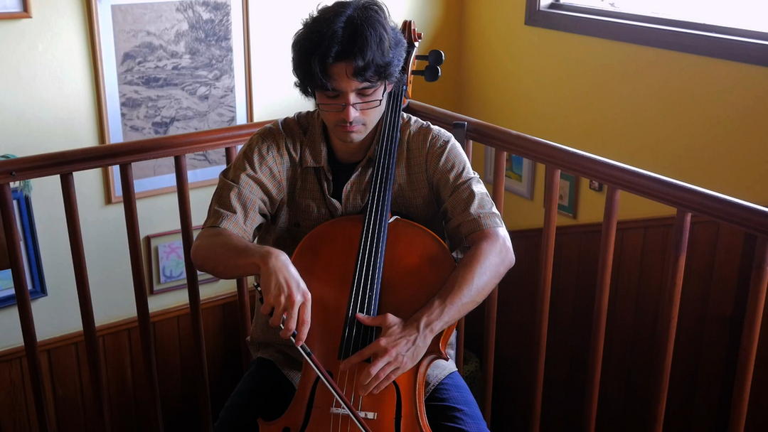 Otávio Manzano Kavakama performs Connor's solo on the second floor of a private residence.