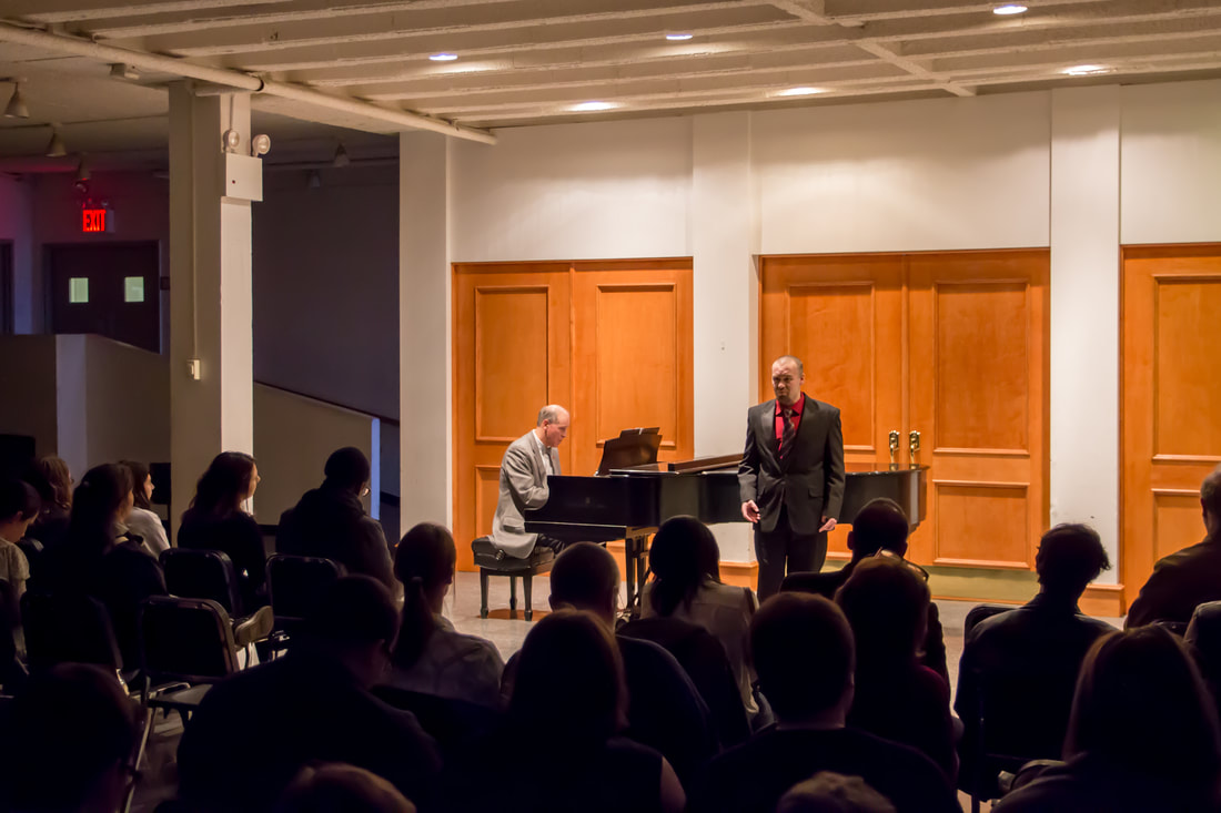 Connor performs his senior undergraduate recital at Wagner College, accompanied by Glenn Kaiser on piano, on April 8, 2017.