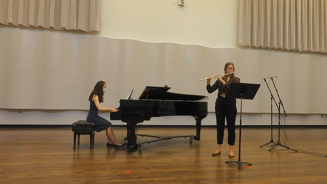 Sarah Curtiss plays flute, accompanied by Vivian Chan on piano.